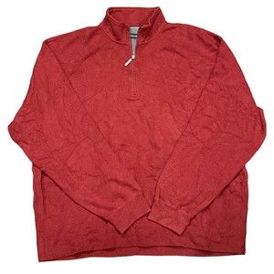 ORVIS‎ Men’s 1/4 Zip Long-Sleeve Red Pullover Sweater XXL 2XL Very Good